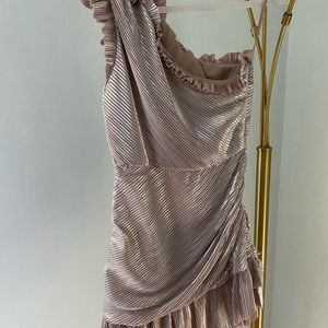 *NWT* One shoulder, purple metallic mini dress